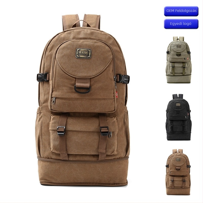 Vászon hátizsák nagy kapacitású 20–35 L, uniszex, görbült vállpántokkal, kompatibil 14 hüvelykes laptophoz, kopásálló.