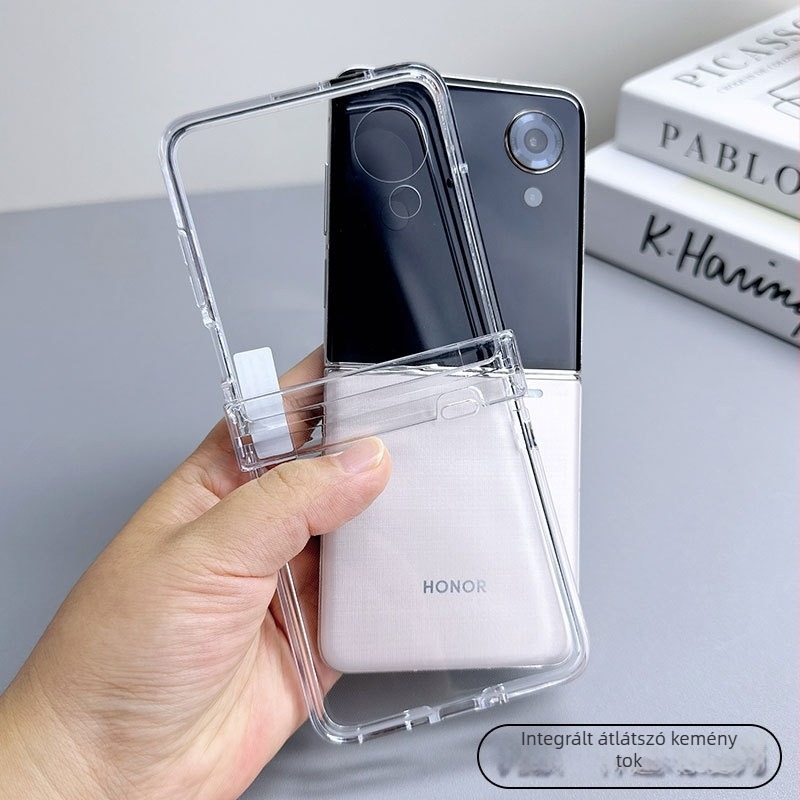 Átlátszó PC kemény tok Honor Magic V Fliphez, minimalist stílus, injekciós öntés, ütésálló védelem, kompatibilis az Honor Magic V Flip-tel.