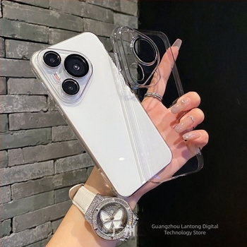 Átlátszó PC kemény tok Huawei P90-hez, beépített lencsevédővel, kompatibil Mate60 Pro és Mate80, ütésálló
