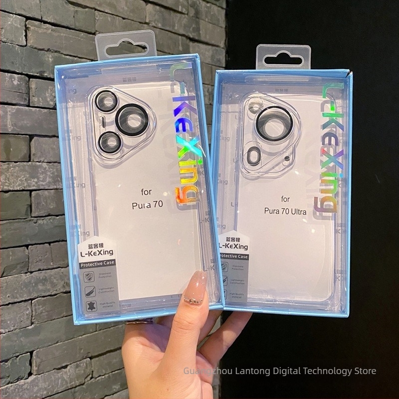 Átlátszó PC kemény tok Huawei P90-hez, beépített lencsevédővel, kompatibil Mate60 Pro és Mate80, ütésálló