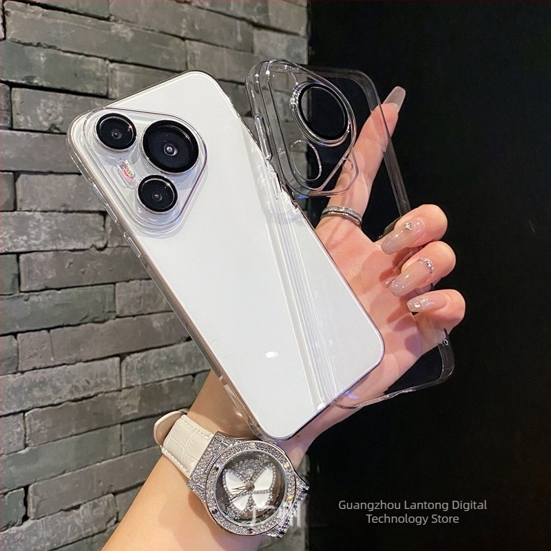 Átlátszó PC kemény tok Huawei P90-hez, beépített lencsevédővel, kompatibil Mate60 Pro és Mate80, ütésálló