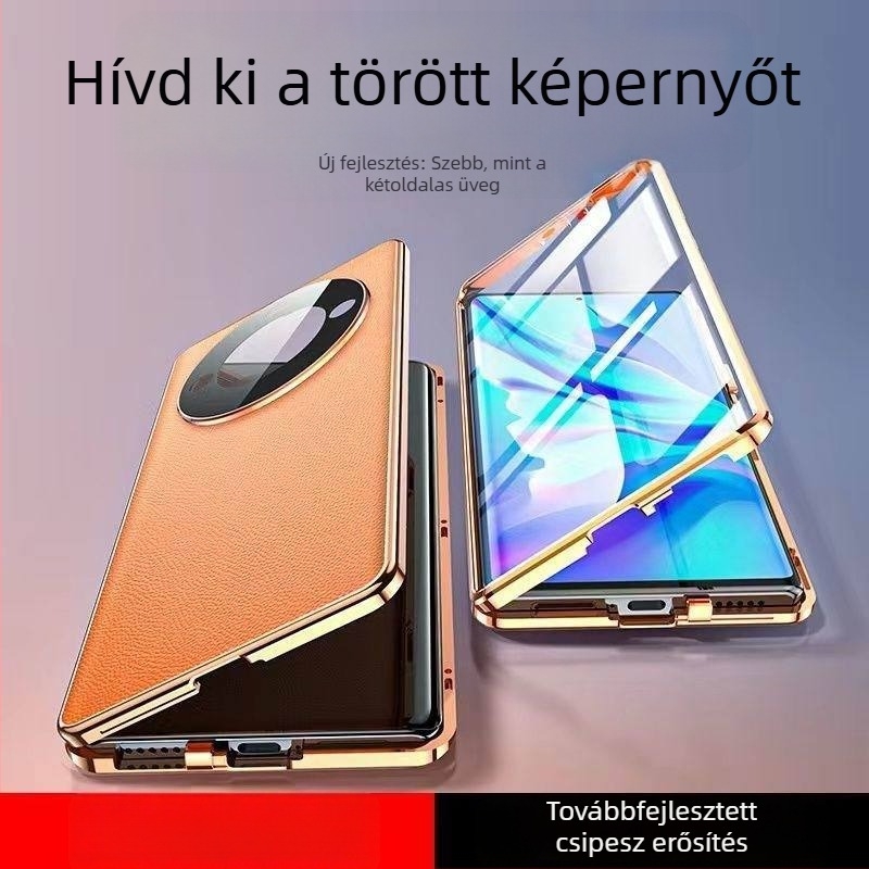 Huawei Honor X40 telefontok egyszerű bőrből, ütésálló védelem, objektív védelem, mágneses kétoldalas üveg