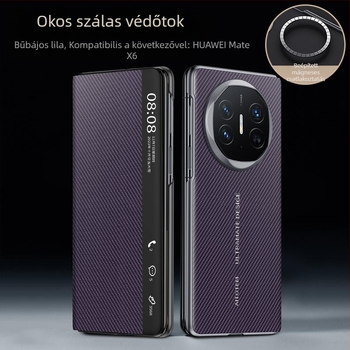 Huawei Mate X6-hoz készült szénszálas védőburkolat Smart Window-vel, ultra vékony, teljes lefedettség