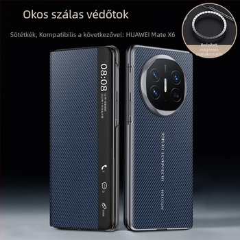 Huawei Mate X6-hoz készült szénszálas védőburkolat Smart Window-vel, ultra vékony, teljes lefedettség
