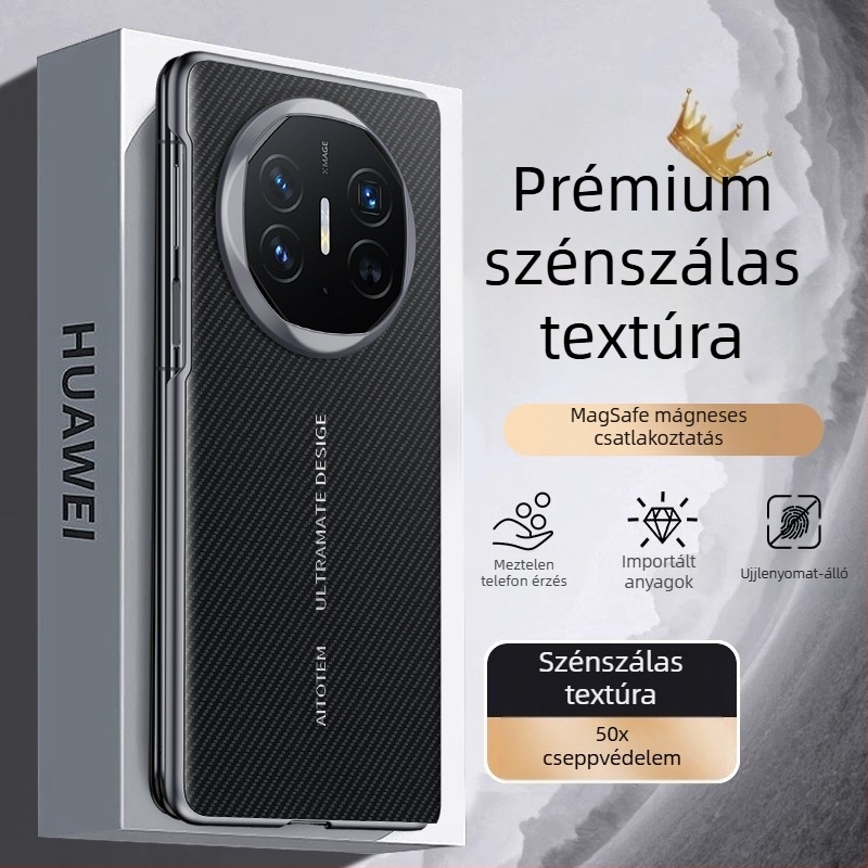 Huawei Mate X6-hoz készült szénszálas védőburkolat Smart Window-vel, ultra vékony, teljes lefedettség