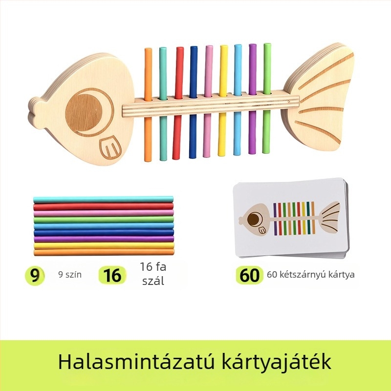 Montessori társítási játék – fa mágneses építőblokkok, színek szerinti osztályozás