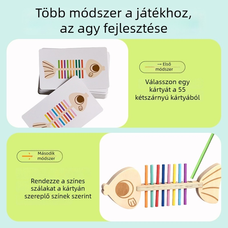 Montessori társítási játék – fa mágneses építőblokkok, színek szerinti osztályozás