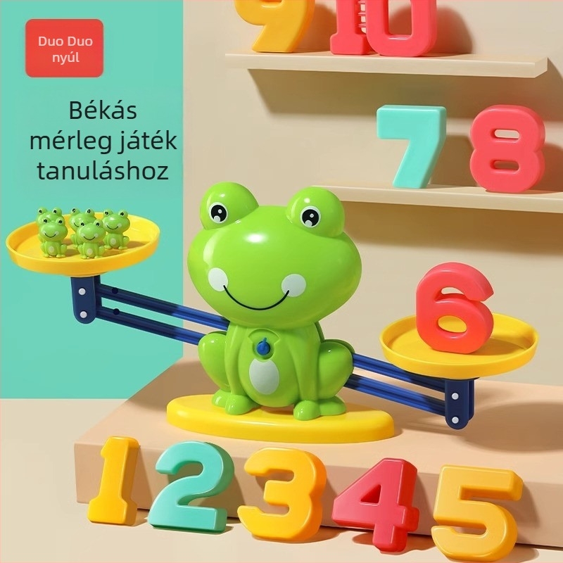 Béka matematikai egyensúly — Nem elektromos, fizika jellegű oktatási játék, műanyag DIY készlet, színes dobozos csomagolás, 15–35 éveseknek