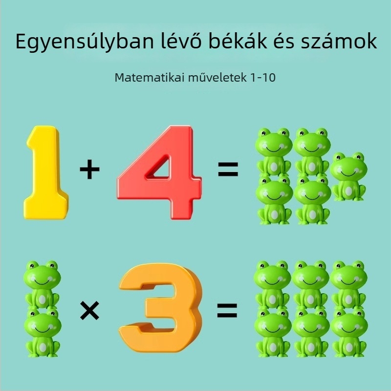 Béka matematikai egyensúly — Nem elektromos, fizika jellegű oktatási játék, műanyag DIY készlet, színes dobozos csomagolás, 15–35 éveseknek
