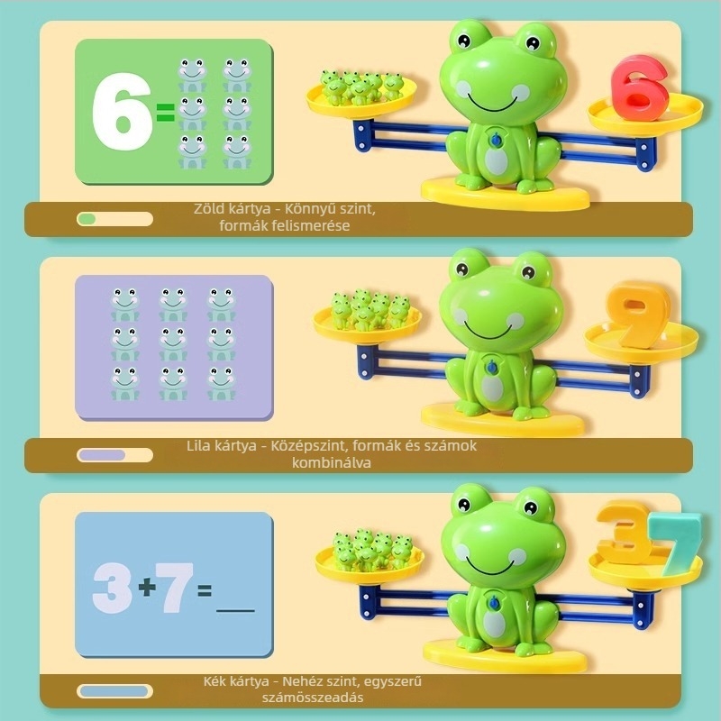 Béka matematikai egyensúly — Nem elektromos, fizika jellegű oktatási játék, műanyag DIY készlet, színes dobozos csomagolás, 15–35 éveseknek