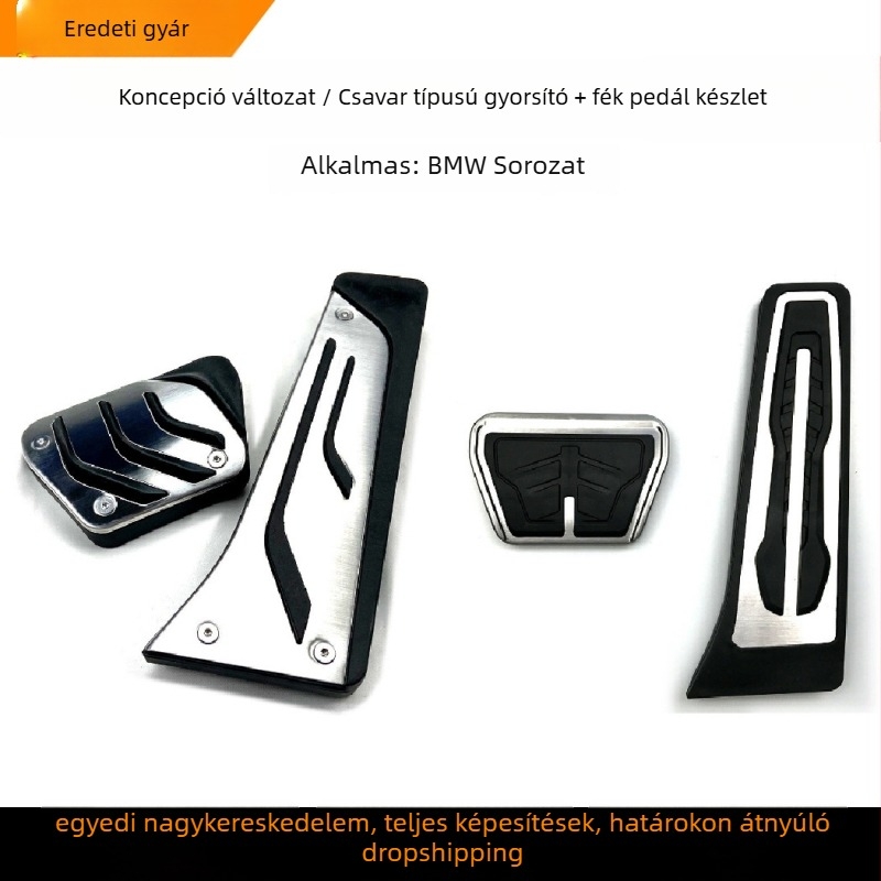 BMW-hoz készült rozsdamentes acél pedál készlet — univerzális gáz- és fékpedál X3/X4/X5/X6 és 3/4/5/7 sorozatokhoz, automata váltóhoz, testreszabható