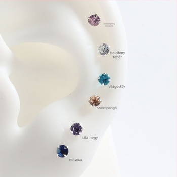 Réz fülbevalók beépített zirkóniával, geometriai stílus, eredet: Jinhua