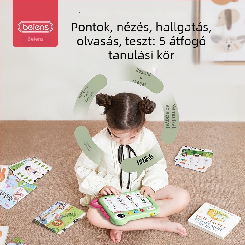 Koraoktatási gép kétnyelvű tanuláshoz gyerekeknek, 4–6 éveseknek, zene és hang, logikai gondolkodás fejlesztés, modell ZJ60, lítium-ion akkumulátor