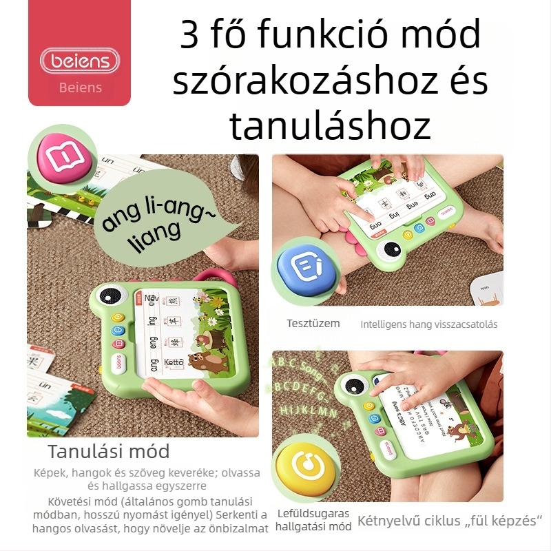 Koraoktatási gép kétnyelvű tanuláshoz gyerekeknek, 4–6 éveseknek, zene és hang, logikai gondolkodás fejlesztés, modell ZJ60, lítium-ion akkumulátor