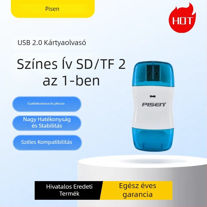 Pisen Color Arc 2 az 1-ben USB 2.0 SD/TF kártyaolvasó számítógépekhez