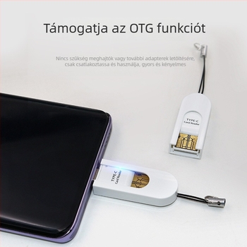 Type-C USB 2.0 kártyaolvasó OTG – SDHC/TF/MicroSD támogatás, külső, Windows 7 kompatibilis