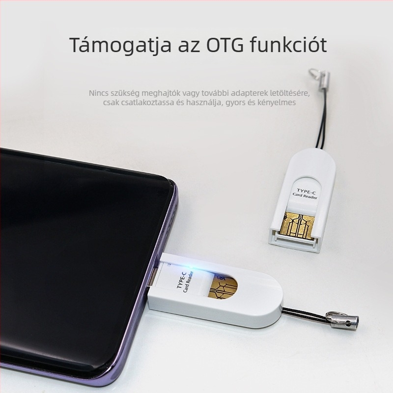 Type-C USB 2.0 kártyaolvasó OTG – SDHC/TF/MicroSD támogatás, külső, Windows 7 kompatibilis