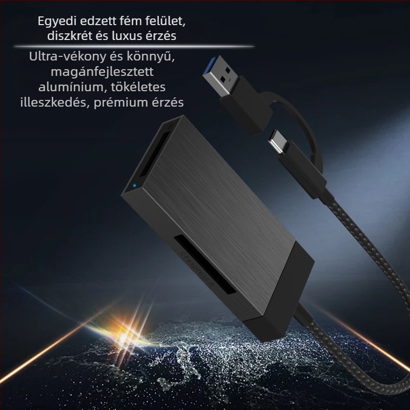 KS10 CFexpress- és SD-kártyaolvasó – Nagy sebességű USB-C 3.2 Külső kártyaolvasó fotózáshoz és videózáshoz, Alumíniumötvözet test