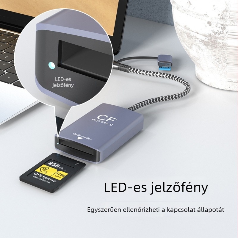 XJF-810 CFexpress Type B + SD kártyaolvasó DSLR fényképezőgépekhez, USB 3.2 Gen 2, 10 Gbps