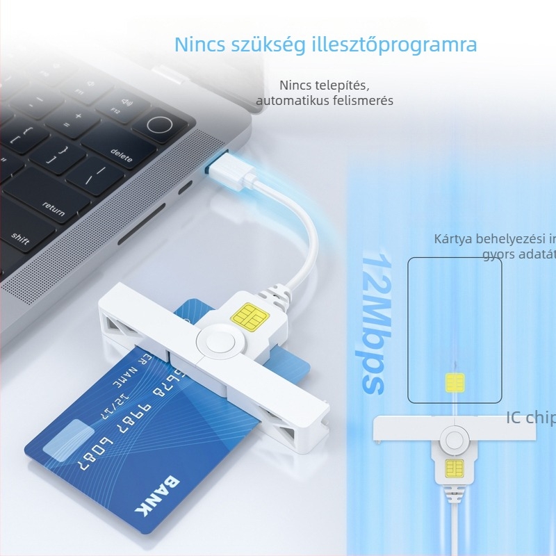 Kábeles okoskártya-olvasó (CR335-OPEN-A / CR335-OPEN-C) - USB-C és USB 2.0 interfészek, ABS ház, 25 g, kompatibil Windows 7/8/10, Linux és macOS
