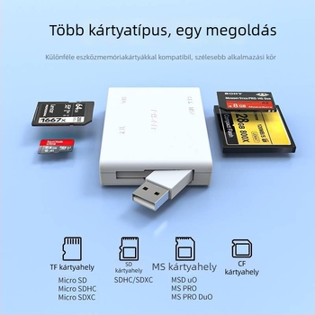 Pisen All-in-One kártyaolvasó – USB 2.0 gyors, külső, támogatja CF, SD, TF és MS kártyákat (Model 003)