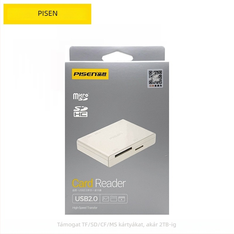 Pisen All-in-One kártyaolvasó – USB 2.0 gyors, külső, támogatja CF, SD, TF és MS kártyákat (Model 003)