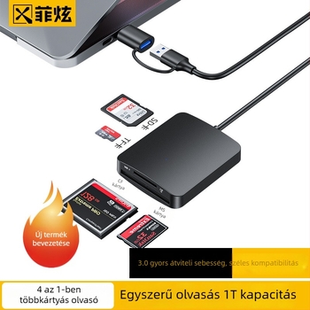 X0160 Négykártyás USB Type-C gyorskártyaolvasó – CF/SD/TF/MS Pro Duo/MS PRO/MS Duo támogatás