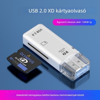 XD kártyaolvasó OTG-hez iPhone/iPad/Android‑hoz — All-in-One USB 2.0 konverter, modell XD, külső telepítés, 1 év garancia