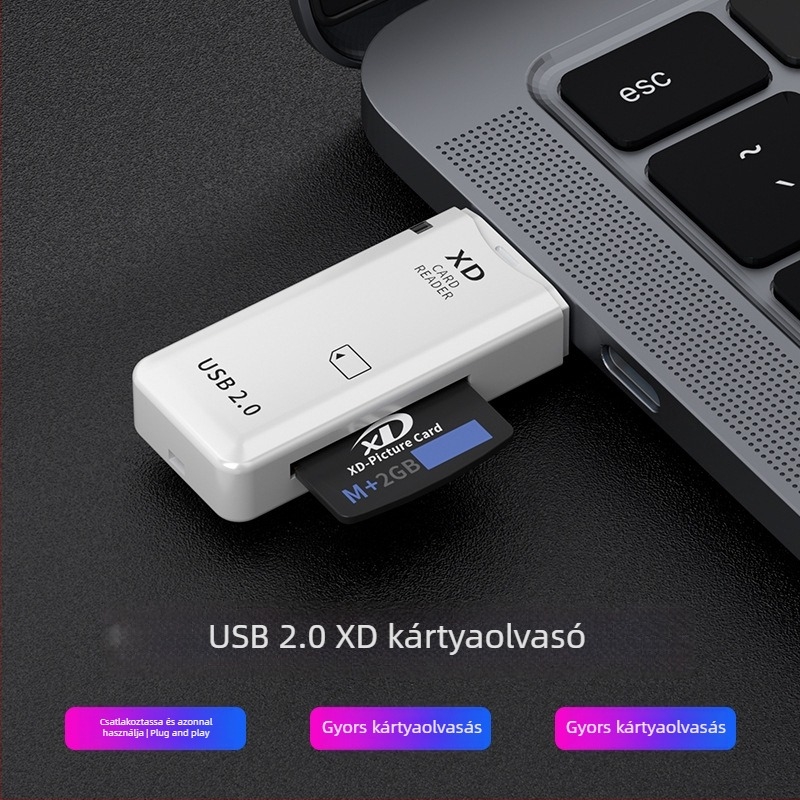 XD kártyaolvasó OTG-hez iPhone/iPad/Android‑hoz — All-in-One USB 2.0 konverter, modell XD, külső telepítés, 1 év garancia