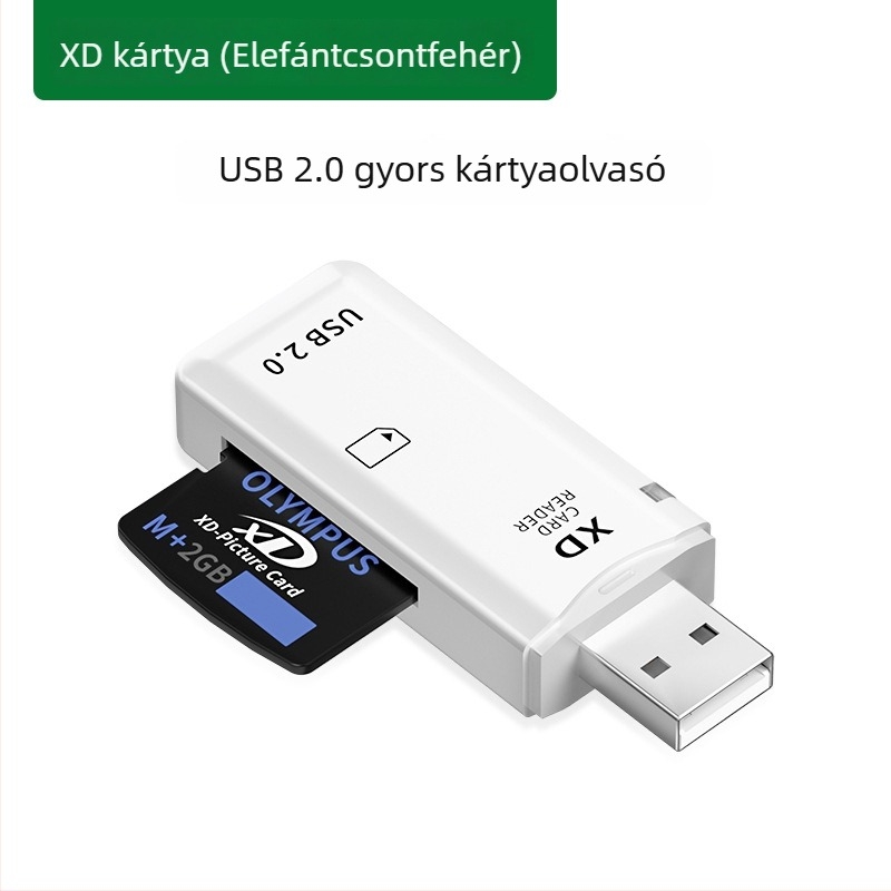XD kártyaolvasó OTG-hez iPhone/iPad/Android‑hoz — All-in-One USB 2.0 konverter, modell XD, külső telepítés, 1 év garancia