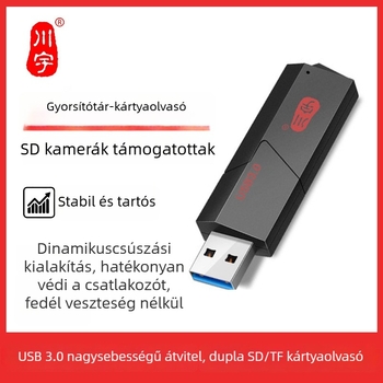 C307 USB 3.0 több interfészű, kétin-one kihúzható kártyaolvasó TF/SD MicroSDHC-ig 512GB-ig