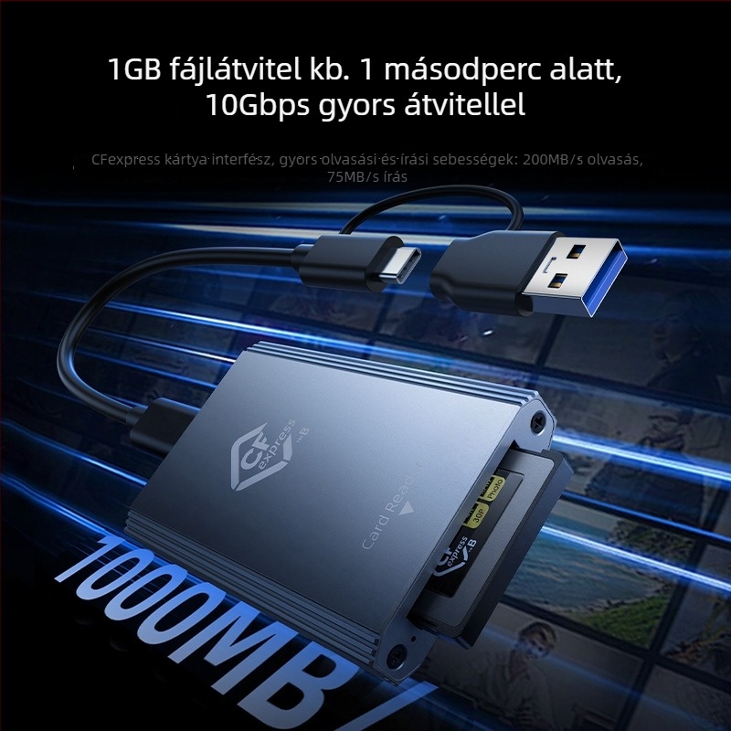 CFexpress kártyaolvasó Type-C USB 2.0 külső alumíniumötvözet