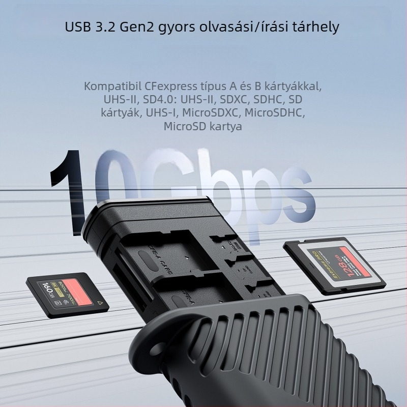 USB 3.2 Gen 2 gyors kártyaolvasó Type-C interfésszel | ABS + alumínium ötvözet | 180 g | külső telepítés