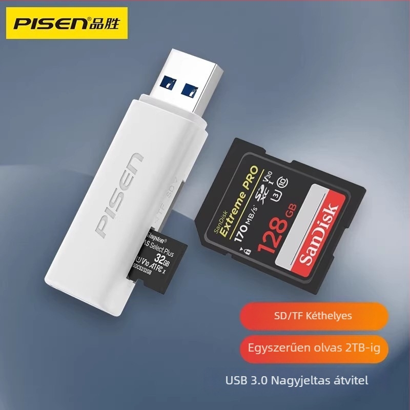 Pisen USB 3.0 gyorskártyaolvasó - All-in-One SD/TF olvasó, külső, Ts-e147 modell, Windows 7 kompatibilis