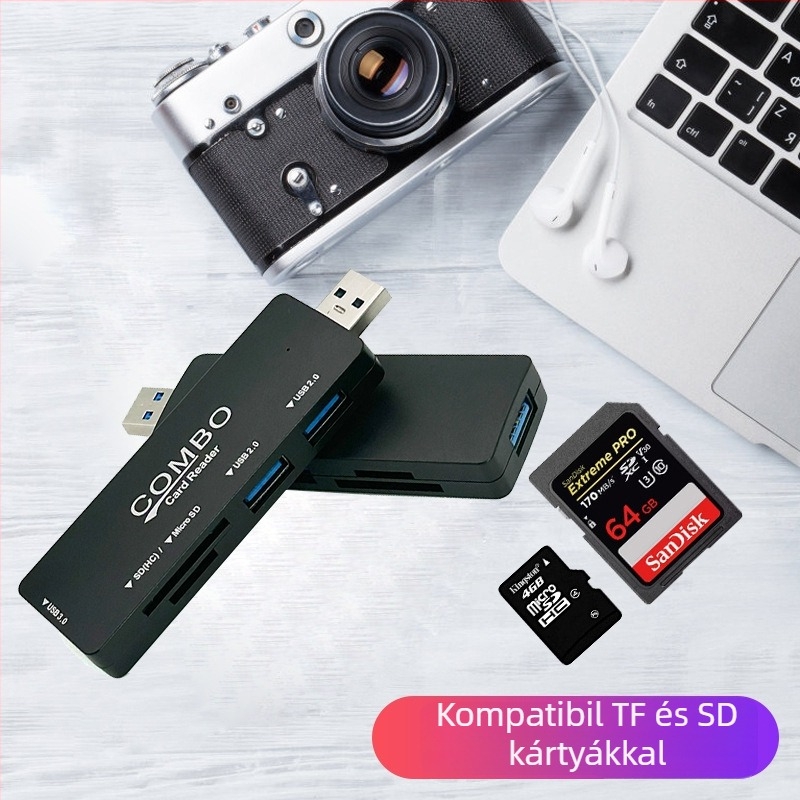 USB 3.0 hub SD/TF kártyaolvasóval – mindent egyben dokkoló állomás (C-035 modell)