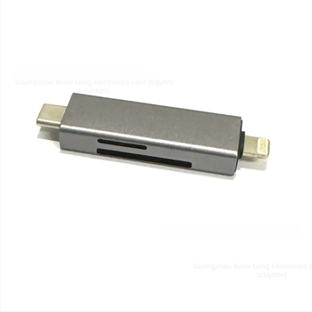 Type-C OTG kártyaolvasó – SD/TF támogatás, USB 2.0, külső telepítés, Android telefonhoz kompatibilis, fém ház