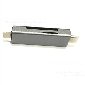 Type-C OTG kártyaolvasó – SD/TF támogatás, USB 2.0, külső telepítés, Android telefonhoz kompatibilis, fém ház
