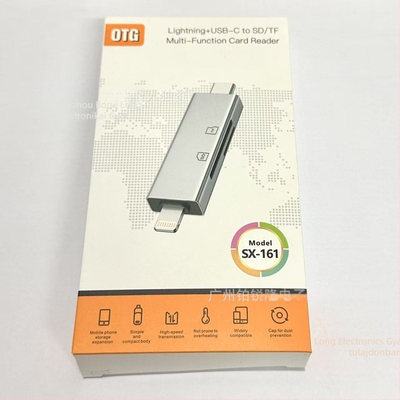Type-C OTG kártyaolvasó – SD/TF támogatás, USB 2.0, külső telepítés, Android telefonhoz kompatibilis, fém ház