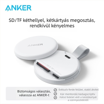 Anker SD/TF kártyaolvasó – USB-C, USB 2.0, 2-in-1, beépített, műanyag