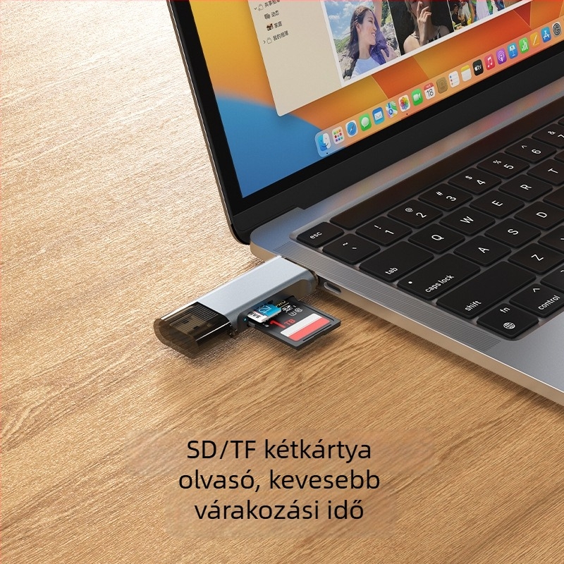 Kettős interfész USB 3.0 és Type-C kártyaolvasó SD/TF-hez — külső alumíniumötvözet, Windows 7 kompatibilis