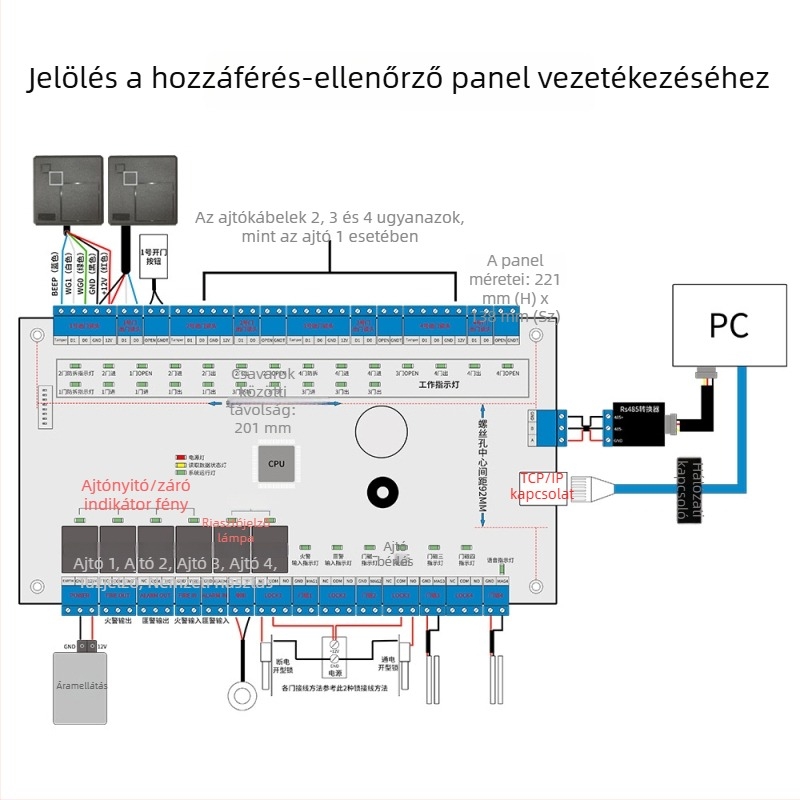 WG26/WG34 kártyaolvasó fej – modell Y86, IC/ID kártya kompatibilitás, érzékelési távolság 4–10, tápegység 5V