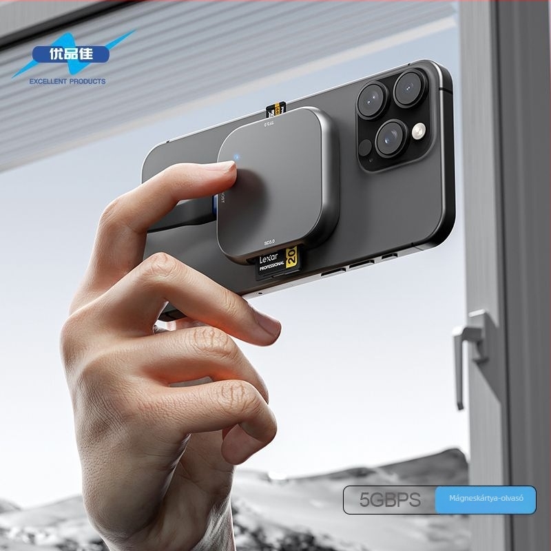 Külső USB 3.0-s Dual SD/TF kártyaolvasó, alumínium ötvözet, 5Gbps átvitel