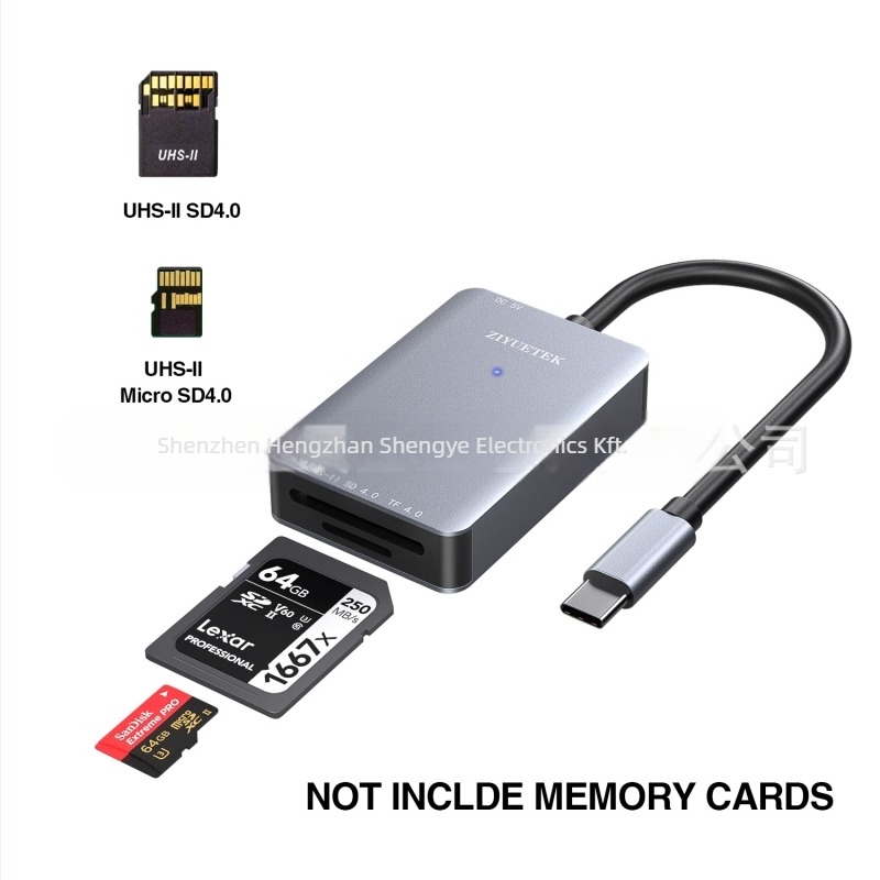 Type-C USB4 kártyaolvasó SD/SDHC/TF/MicroSD – külső alumínium ötvözetből készült adapter Apple, Huawei és Samsung eszközökhöz