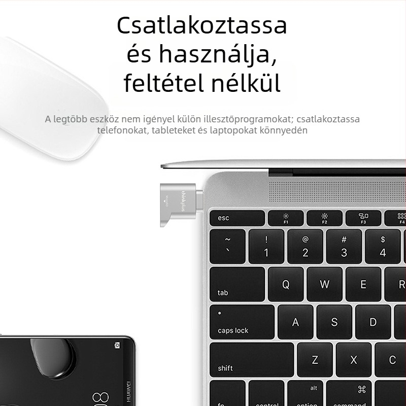 Lenovo D201 USB 2.0 Type-C–ról Micro kártyaolvasó, TF kártya támogatás