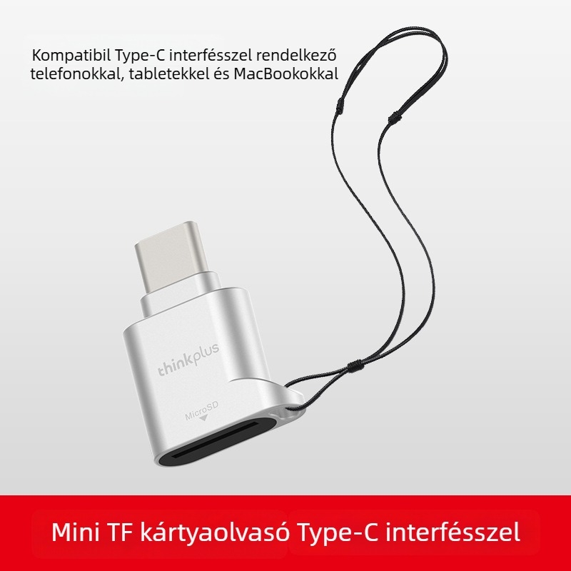 Lenovo D201 USB 2.0 Type-C–ról Micro kártyaolvasó, TF kártya támogatás