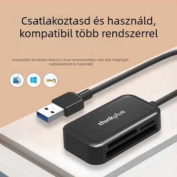 Lenovo TC102 USB 3.0 Három az egyben kártyaolvasó — CF/SD/TF, külső, Windows 7 kompatibilis