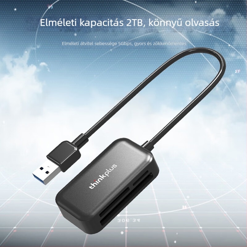 Lenovo TC102 USB 3.0 Három az egyben kártyaolvasó — CF/SD/TF, külső, Windows 7 kompatibilis