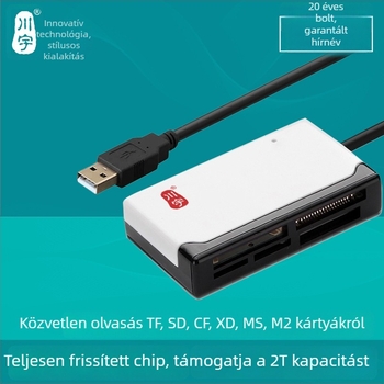 C235 USB 2.0 hat egyben kártyaolvasó – CF/SD/SDHC/TF/MS/M2/XD támogatás