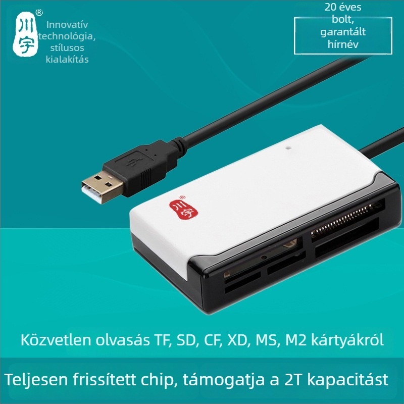 C235 USB 2.0 hat egyben kártyaolvasó – CF/SD/SDHC/TF/MS/M2/XD támogatás