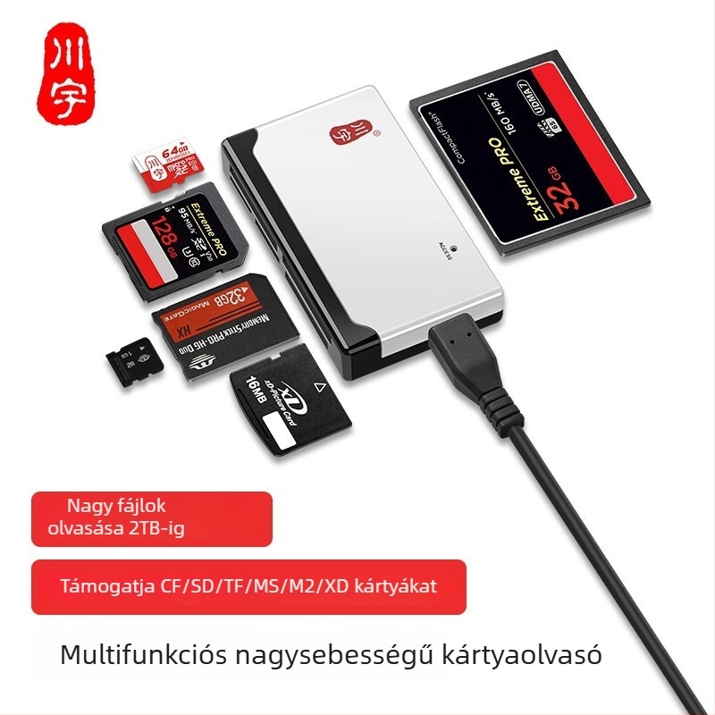 C235 USB 2.0 hat egyben kártyaolvasó – CF/SD/SDHC/TF/MS/M2/XD támogatás